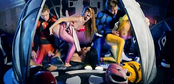  Power Rangers cosplay and group fuck with pornstars